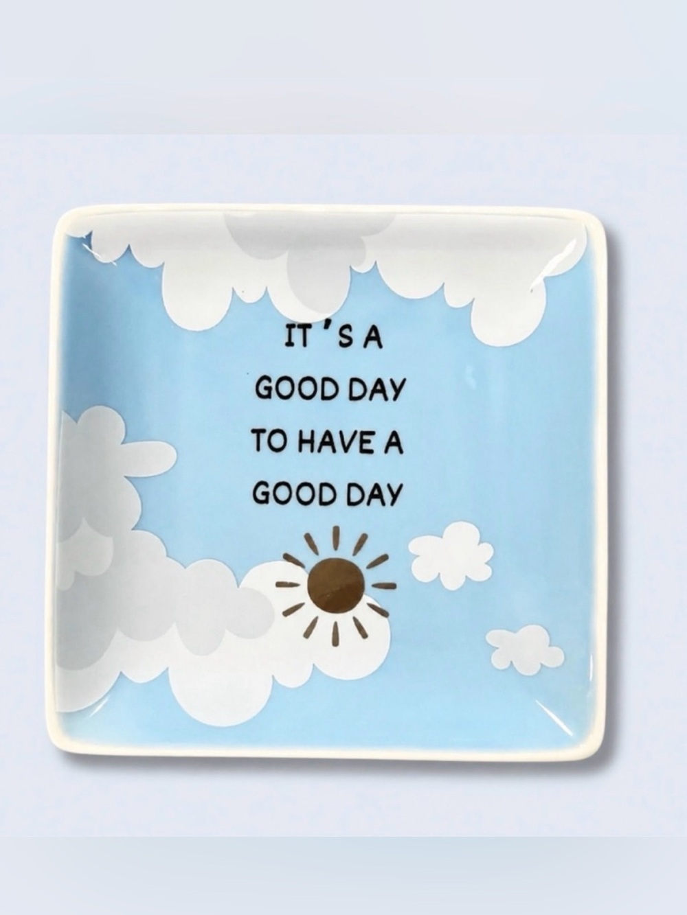 🆕 Blue Cloud Trinket Jewelry Dish Tray with 'It's a Good Day' Quote